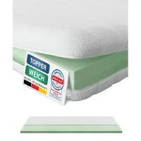AM Qualitätsmatratzen Basic Topper 140x220cm (SG30) - Zachte & Aanpasbare Matrastopper 140 x 220 - Ook geschikt voor boxsprings - Ademende en wasbare tijk - Made in Germany