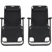 909 Outdoor Set van 2 Ligbedden – Inklapbaar & Verstelbaar – max. 100 kg – 178 x 59 x 30 cm – Zwart