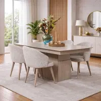 JVmoebel Eettafel stoel, eetkamer, modern, kleur beige, nieuw, hout, vierkant