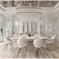 JVmoebel Eetkamer set met eettafel, stoelen en gouden decoraties