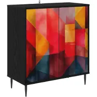 vidaXL Dressoir HEESCH Zwart eiken 69 x 33 x 76 cm Bewerkt hout