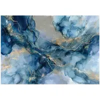 WALLARENA - Fotobehang op vlies 250x175 cm - blauw en goud marmer - inclusief lijm