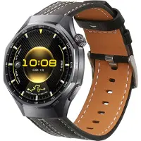 Kwmobile lederen horlogebandje geschikt voor Huawei Watch GT6 Pro 46mm polsband - Echt leren smartwatch bandje - Activity tracker horloge band in zwart