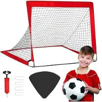 Markenlos opvouwbaar voetbaldoel voor kinderen - met U-vormige pennen - inclusief voetbal, pomp en draagtas