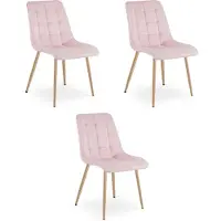 Leobert Fluwelen stoel SPLIT, lichtroze, met beukenpootjes, geschikt voor woonkamer of eetkamer, glamourstijl, x3