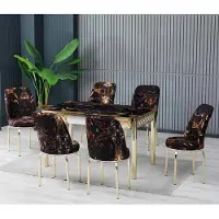 JVmoebel Eetkamersets, eettafels, stoelen, meerkleurig, goud, modern, rechthoekig