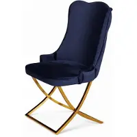JVmoebel Stoel: Modern design, blauw, comfortabel. Eettafel: Nieuw, zachte stof, comfortabel