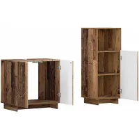 vidaXL Badkamerkast set 2 st Oud hout Bewerkt hout