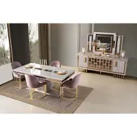 AEA Esszimmer set: Eettafel, 4 stoelen, console. Moderne stijl, beige kleur, comfortabel