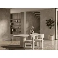 JVmoebel Beige eethoekset. Ovaal eettafel. Eetkamerstoelen. Beklede stoelen, modern design
