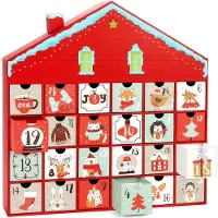 Dripio Adventskalender, Kersthuis, 40,5 cm, 24 vakjes, karton, rood