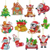 OEM 12 kerstornamenten voor diamond painting, 3D-glitters, adventskalender