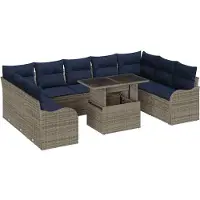 vidaXL Tuin Sofa Set 10 st Grijs Poly riet