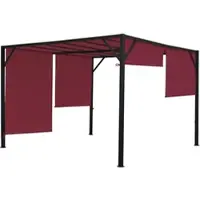 Mendler Pergola Baia, tuinpaviljoen, terrasoverkapping, stabiele stalen constructie van 6 cm + schuifdak, bordeauxrood, ongeveer 4x4 meter