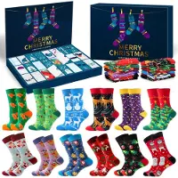 Dripio Kerstsokken, set van 12, kleurrijk, grappig, 80% katoen, maat 39-44