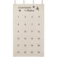 Dripio Stoffen adventskalender, beige, 60x120 cm, met ophangstang