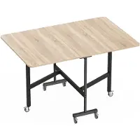 BellaFurn Uitklapbare eettafel met 6 wielen en remmen | Kleur: Eikenhout | Afmetingen: 120x80x73 cm