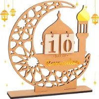 Dripio Houten adventskalender voor de Ramadan, met een halve maan en een moskee, voor 30 dagen