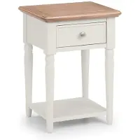 OEM Tafel met lampenhouder en 1 lade, grijs, bekleed met gebleekt eikenfineer, 40x35x55 cm