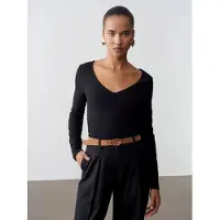 Dilvin Slim Fit V-Hals Breifblouse