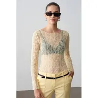 Dilvin Slim Fit Kanten Boot Hals Blouse
