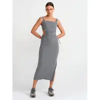Dilvin Mouwloze Bodycon Midi Jurk Met Uitsnijding
