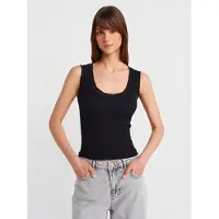 Dilvin Geribbelde Mouwloze Cami Blouse