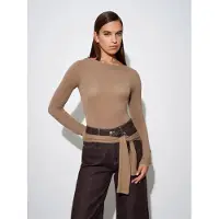 Dilvin Dames Geribde Boot Hals Langsleeve Blouse
