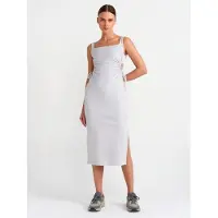 Dilvin Mouwloze Bodycon Midi-jurk met Uitsnit