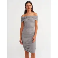 Dilvin Off-Shoulder Bodycon Midi-Jurk