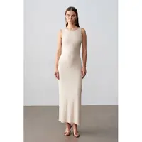 Dilvin Geribbeld Mouwloos Bodycon Maxi Jurk