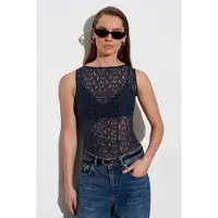 Dilvin Aansluitende Kant Mouwloze Blouse