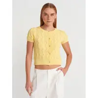 Dilvin Dames Cropped Jacquard Knopen Cardigan