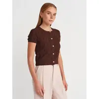 Dilvin Dames Korte Jacquard Knopen Cardigan