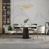 Kein Hersteller 6 St. Moderne stoel met schuine poten en verstelbare voeten, ideaal voor woonkamers, open kantoorruimtes en eetkamers (groen + goud). Kleuren: beige, goud, groen