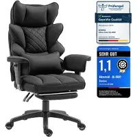 Kein Hersteller Ergonomische gaming-kantoorstoel met pocketveringkussen, dubbele rugleuning, verstelbaar lendensteun, armleuningen en voetsteun. Kleur: zwart