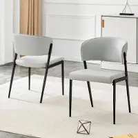 Kein Hersteller Set van 2 moderne eetkamerstoelen met metalen frame, beklede zitting en rugleuning – Stabiel, lichtgrijs
