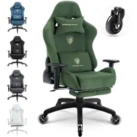 Kein Hersteller Ergonomische gamingstoel met voetsteun, 3D-armleuningen, een draagvermogen van 200 kg en stille wielen – een comfortabele bureaustoel. Groen