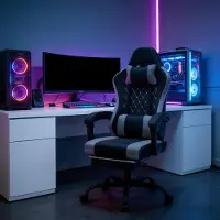 Kein Hersteller Verstelbare bureaustoel, ergonomische computerstoel, massagestoel voor gaming (alleen bureaustoel) - Zwart + Grijs