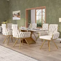 Kein Hersteller Set van twee fluweleetstoelen, fauteuil, losse luxe draaistoel voor woon- en slaapkamer, draaistoel voor vrijetijd met vier metalen poten, beige [OUD PRODUCTNUMMER: WF310502AAB], beige