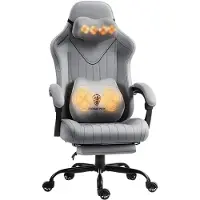 Dowinx Gaming stoel, ergonomische stoel, gamefauteuil met voetsteun, draagvermogen 150 kg, gamingstoel met verstelbare armleuningen, grijs