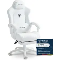 Kein Hersteller Ergonomische gamingstoel met lendensteun, fluweelbekleding, dikke vulling, voetsteun, verstelbare armleuningen en een kantelbereik van 160 graden. Kleur: wit