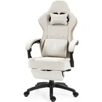 Dowinx Gamingstoel met stoffen bekleding, gel- en pocketveringkussens, massagefunctie, verstelbare voetsteun, ergonomisch ontwerp, kleur: groen