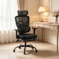 Kein Hersteller Hoogwaardige draaistoel, comfortabele bureaustoel, ergonomische kantoorstoel, geschikt voor thuiswerken en gaming (alleen 1 stoel) - Zwart