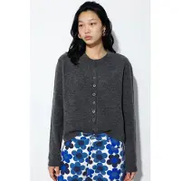 Viorna Geribbelde Crew Neck Knopen Cardigan