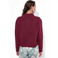 Viorna Geribbelde Crew Neck Knopen Cardigan