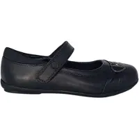 Pretty Green Meisjes Loreto Leren Gevoerde Platte School schoenen (Zwart)