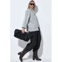 Viorna Geribbelde V-hals Knopen Cardigan