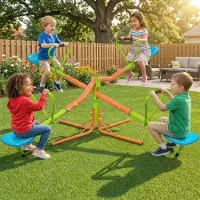 Kein Hersteller Schommel voor kinderen, 4 zitplaatsen, 360° draaibaar, stevige kunststof zitting, geschikt voor de speeltuin