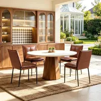 Kein Hersteller Elegante stoelset met gestoffeerde rugleuning. Set van vier eetkamerstoelen (alleen verkrijgbaar met 4 stoelen). Kleur: zwart en bruin